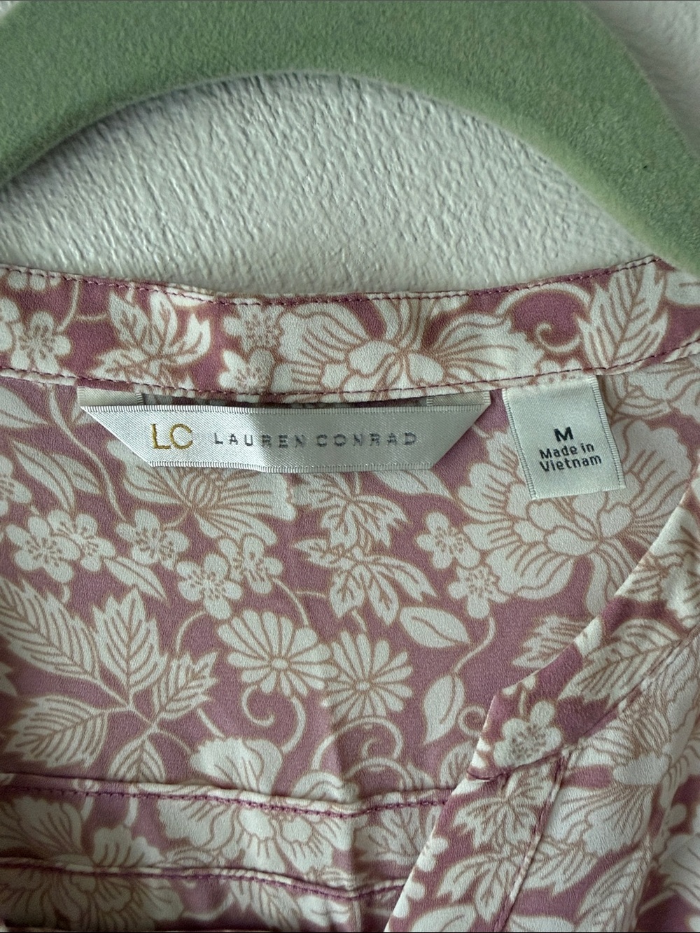 LOFT Dusty Rose and Cream Floral Button-Front Blouse - Picture 2 of 4